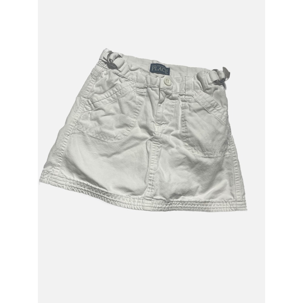 The Children's Place Skirt Girls 4‎ White Denim Adjustable Waist Casual Summer